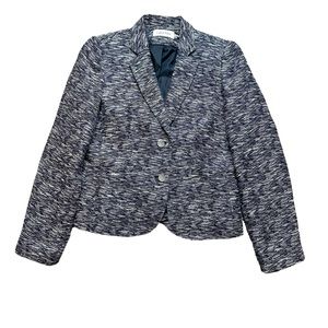 CALVIN KLEIN Purple Cotton Linen Tweed Two Button Blazer 10